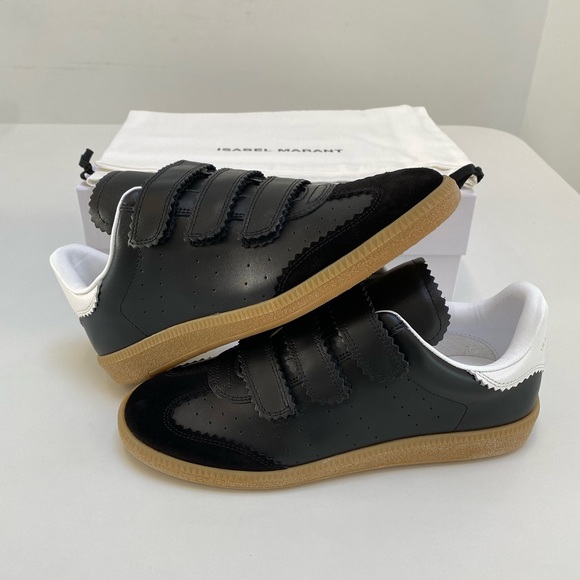 Isabel Marant Beth Sneaker in Black Leather/Gum Sole sz 38 New in Box - Picture 9 of 10